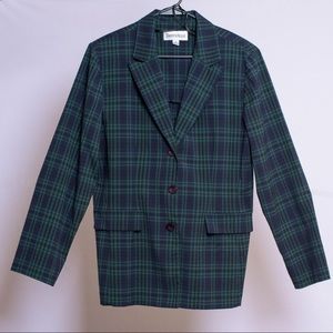 Green plaid blazer
